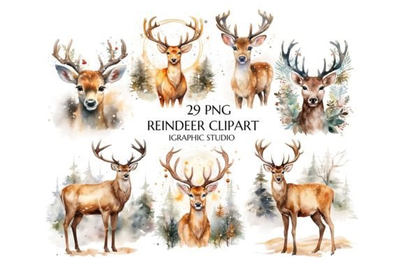 Download Watercolor Reindeer Clipart - Watercolor reindeer clipart Collection
