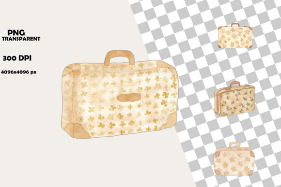 Download Vintage Watercolor Suitcase Clipart Set - Suitcase clipart Collection
