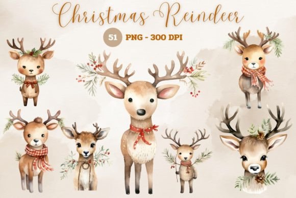 Download Christmas Watercolor Reindeer Clipart - Watercolor reindeer clipart Collection