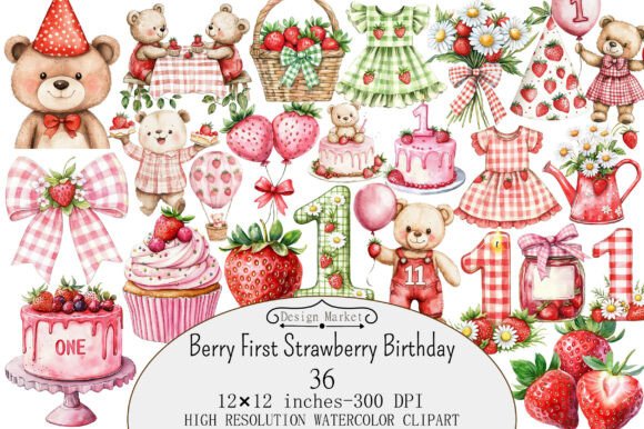 Download Berry First Strawberry Birthday Clipart - Premium Resources